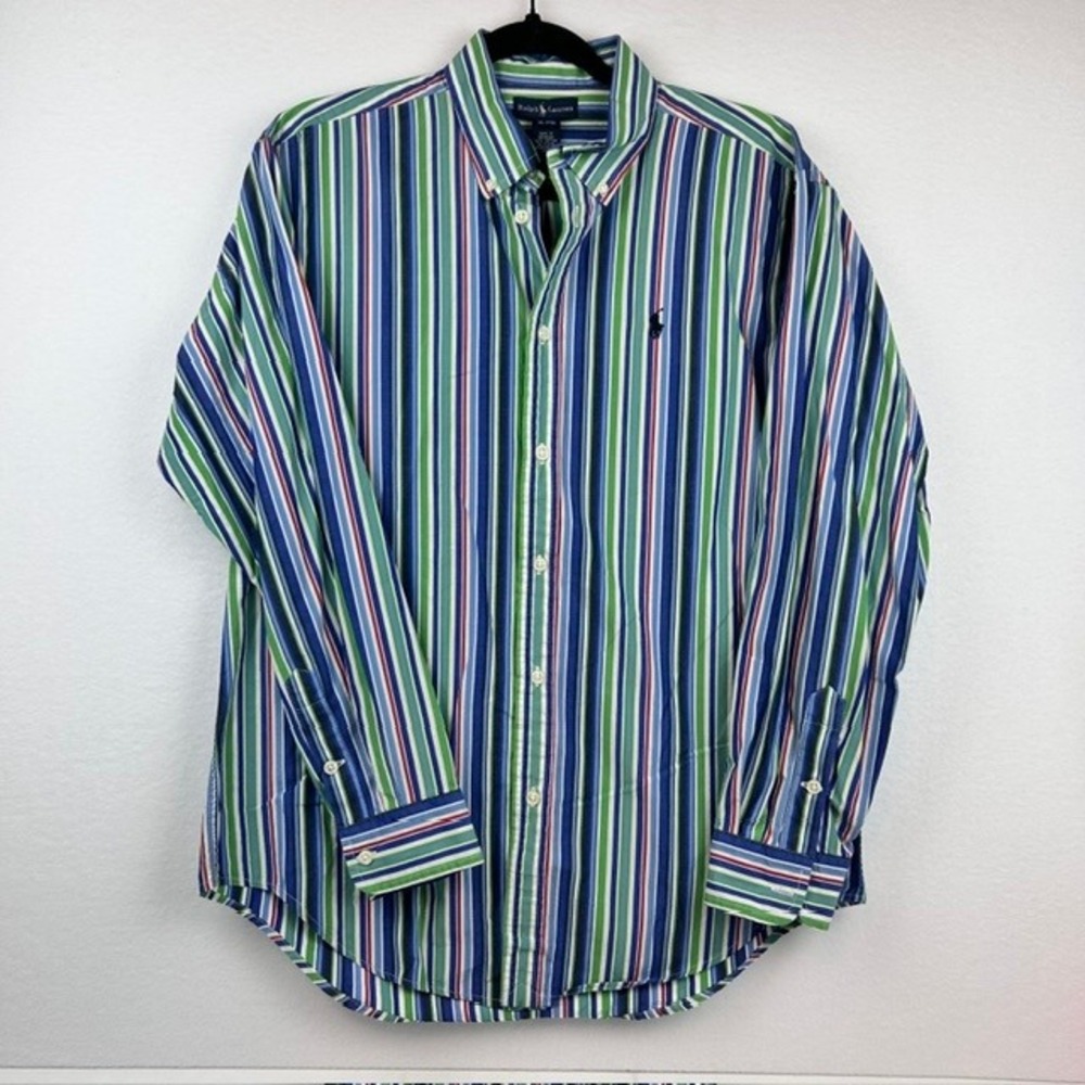 Ralph Lauren Button Down Shirt Multi-Color Striped Cotton Kids XL(20)